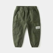 NAISIBABY Toddler Boys Cargo Pants, Fashion Elastic Waist Solid Color Kids Casual Pants Army Green 4-5T